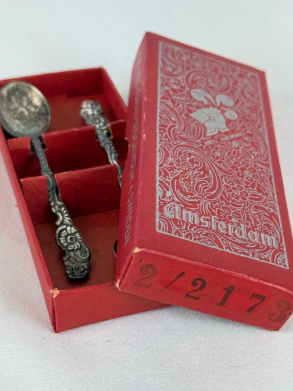 Vintage Nils Johan Sweden Silverplate Set of 2 Demitasse Spoons in Original Box